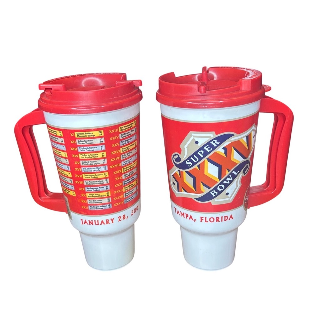NFL Whirley Super Bowl XXXV Travel Mug Set 32oz Florida 2001‎